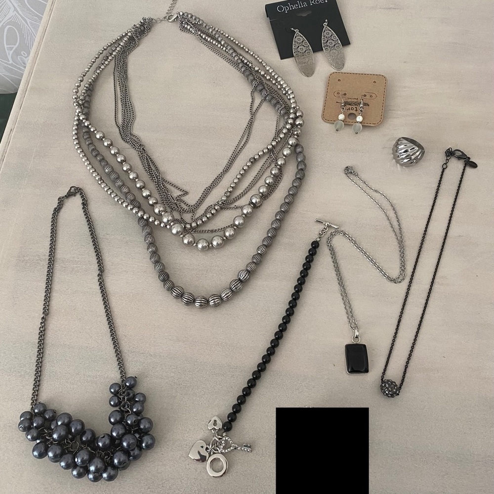 8 Black and Silver Theme Jewelry Bundle